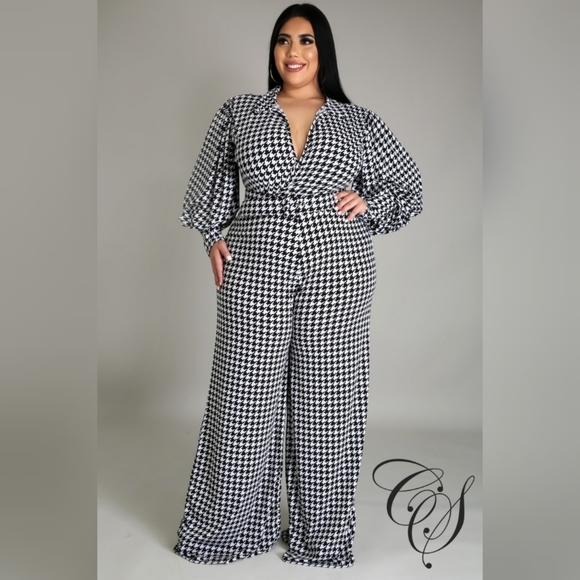 Genna Houndstooth Jumpsuit - Picture 1 of 5